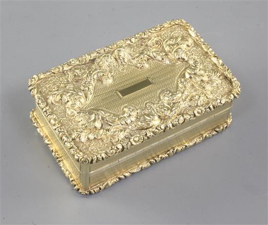 A fine George IV silver gilt table snuff box, by John Bettridge Length 88mm Weight 5.8oz/181grms